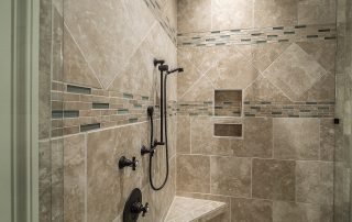 White subway tiles with clean and neatly applied grout in a shower